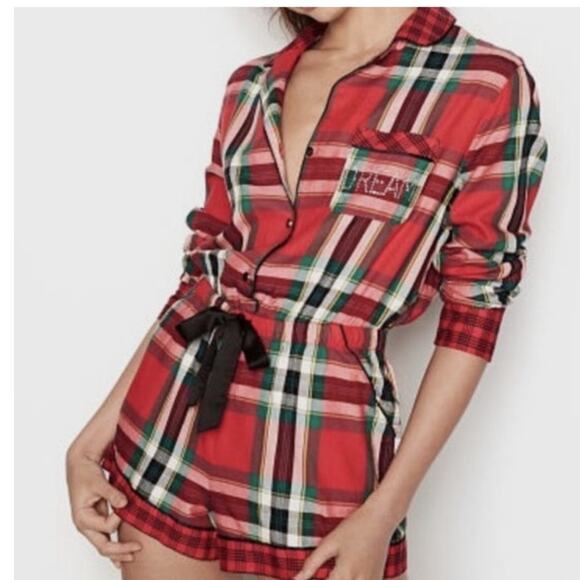 Victoria's Secret Onesie Pajama Romper Plaid M - Picture 1 of 5